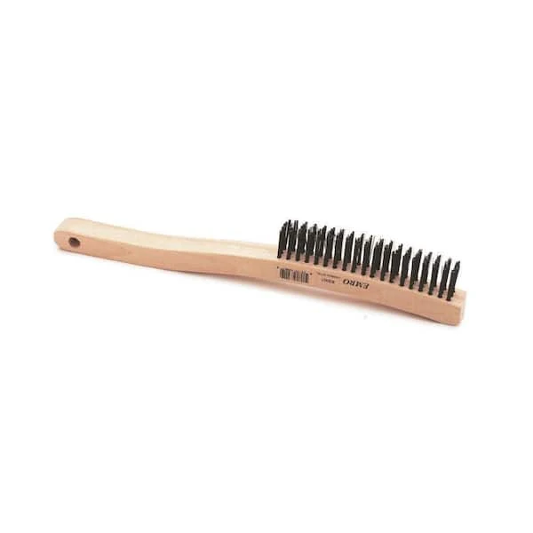 Lincoln Electric 14 in. Long Wooden Handled Carbon Steel Welding Wire Brush (.7 in. x 6.4 in. Bristle Area 3 x 19 Row)