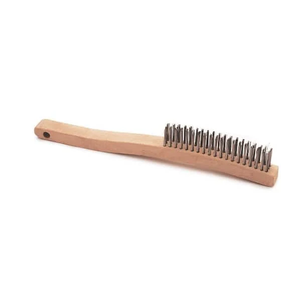Lincoln Electric 14 in. Long Wooden Handled Stainless Steel Welding Wire Brush (.7 in. x 6.4 in. Bristle Area 3 x 19 Row)