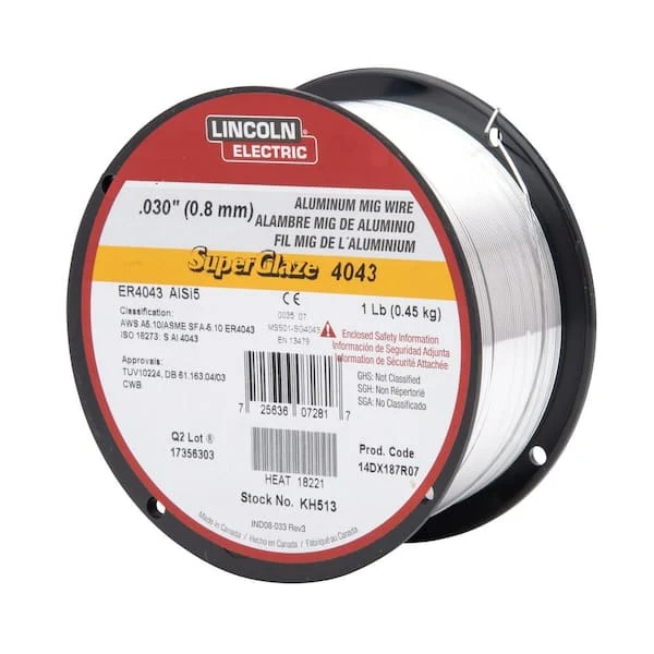 Lincoln Electric .030 in. Superglaze ER4043 Aluminum MIG Welding Wire for Heat Treatable Base Alloys (1 lb. Spool)