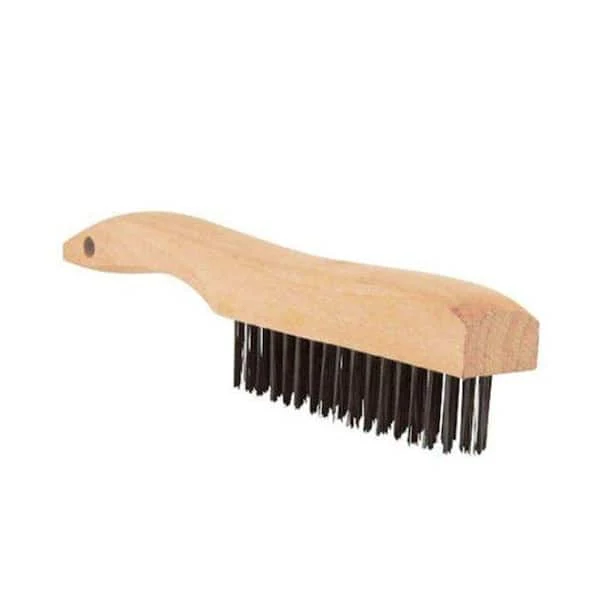 Lincoln Electric 9 in. Long Wooden Handled Carbon Steel Welding Wire Brush (.8 in. x 4.9 in. Bristle Area 4 x 16 Row)