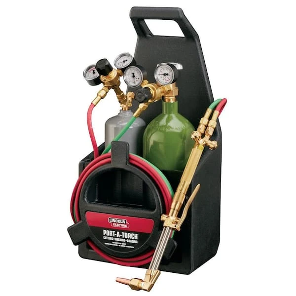 Lincoln Electric Port-A-Torch Kit with Oxygen and Acetylene Tanks for Cutting Welding and Brazing - KH990
