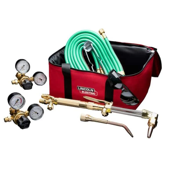 Lincoln Electric Cut Welder Kit with Torch, Oxygen and Acetylene Regulators, 3/16 in. x 12 ft. Hose, for Cutting Welding and Brazing - KH995