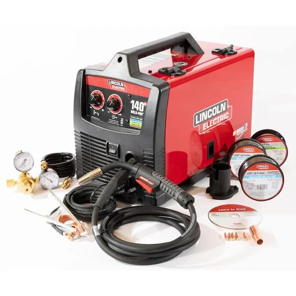 Lincoln Electric 140 Amp Weld Pak 140 HD MIG Wire Welder w/Magnum 100L Gun, Sample Spools MIG Wire and 2 Flux-Cored Wire 115V Starter Kit - K5365-32