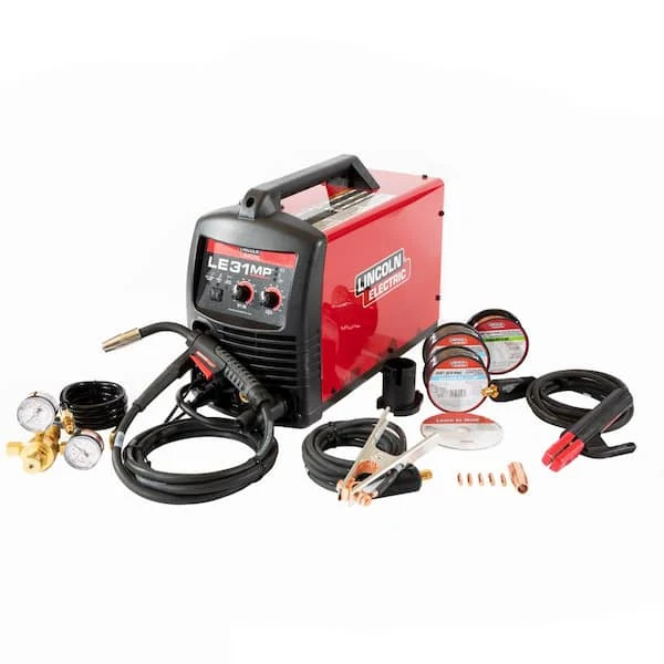 Lincoln Electric 140 Amp LE31MP Multi-Process Stick/MIG/TIG Welder Kit with Magnum Pro 100L Gun, Sample Spool , 2 Flux-Cored Wire, 120V - K5365-33