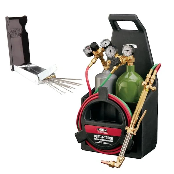 Lincoln Electric Port-A-Torch Kit with Oxygen and Acetylene Tanks with Tip Cleaner for Cutting, Welding and Brazing